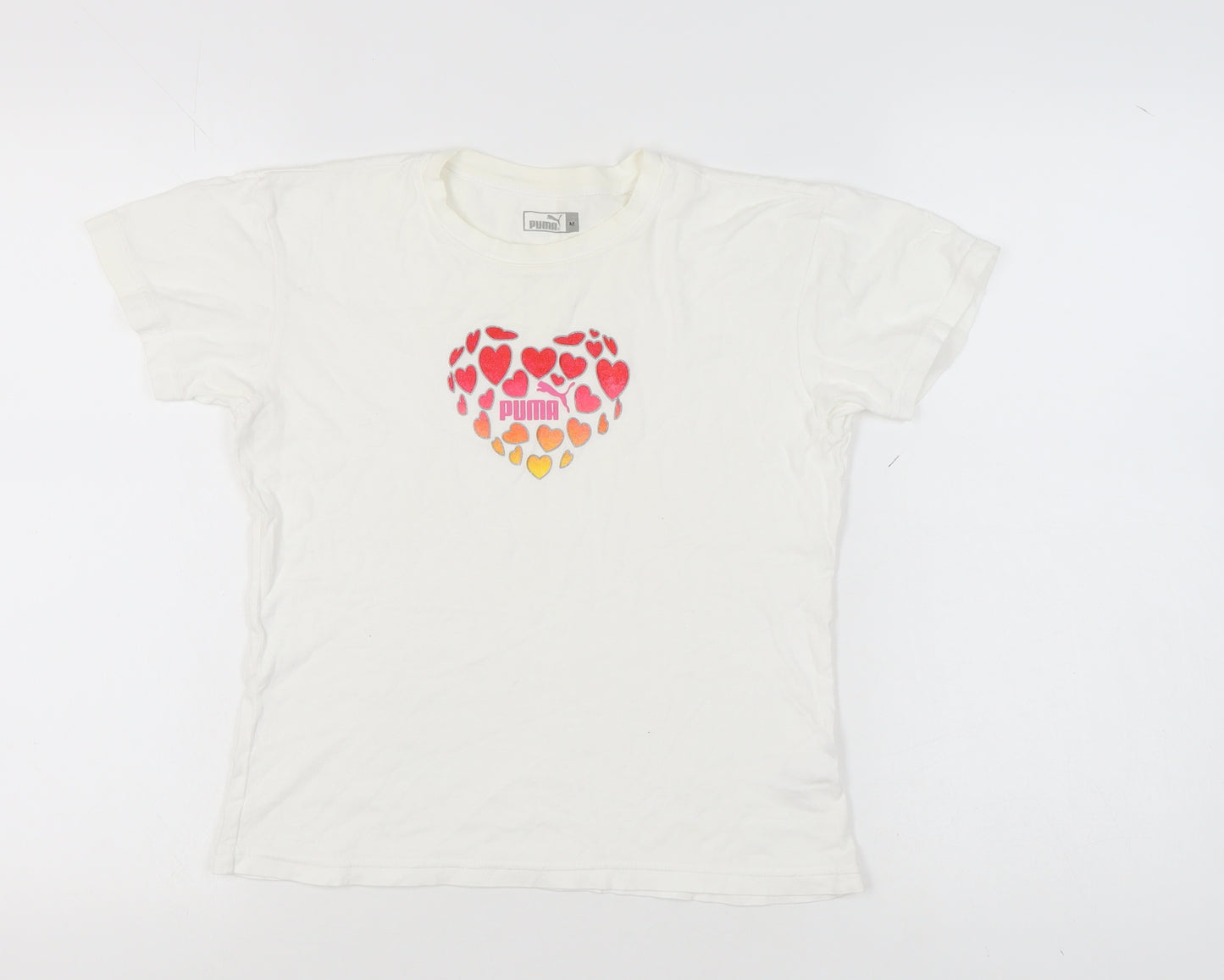 Puma Women's White Heart T-Shirt M - Casual Comfort