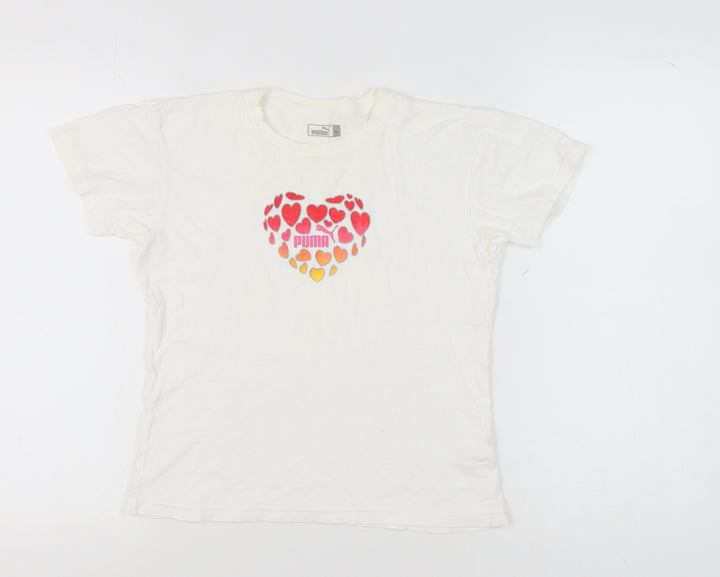Puma Women's White Heart T-Shirt M - Casual Comfort