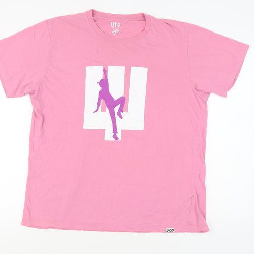Uniqlo Unisex Pink XL Cotton T-Shirt Casual Summer
