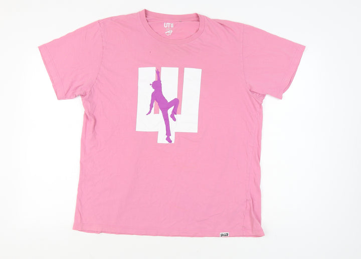 Uniqlo Unisex Pink XL Cotton T-Shirt Casual Summer