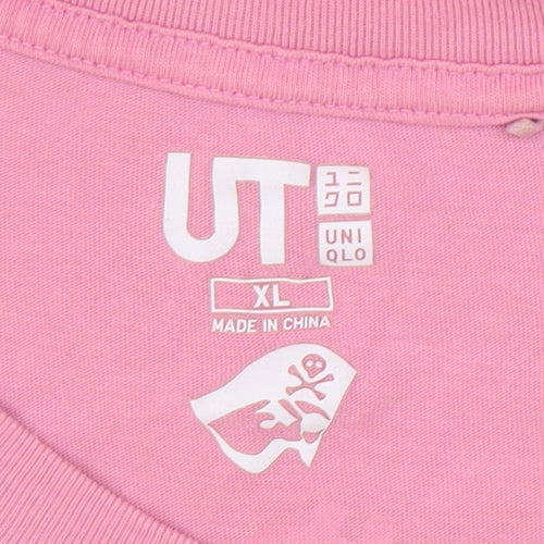 Uniqlo Unisex Pink XL Cotton T-Shirt Casual Summer