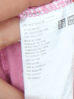 Uniqlo Unisex Pink XL Cotton T-Shirt Casual Summer