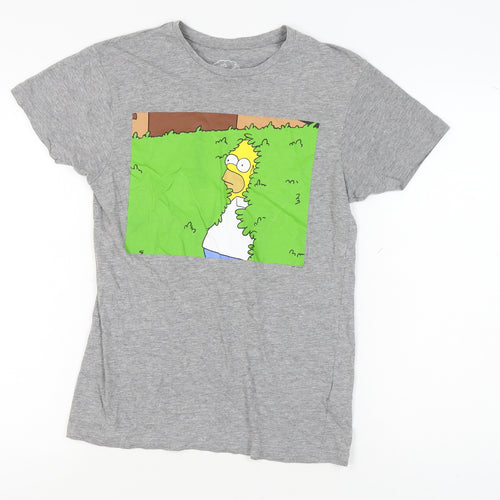 Grey Simpsons T-Shirt, Short Sleeve, Size S, Cartoon Print