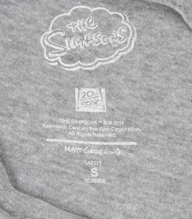 Grey Simpsons T-Shirt, Short Sleeve, Size S, Cartoon Print