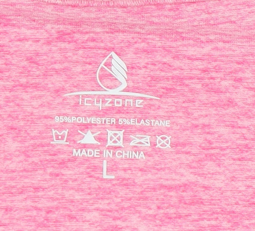 icyzone Women's Pink T-Shirt, L, Athletic Fit, Gym Ready