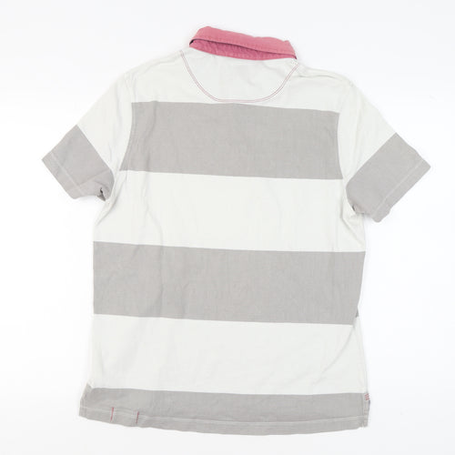 White Stuff Men's Grey Striped Polo Shirt M