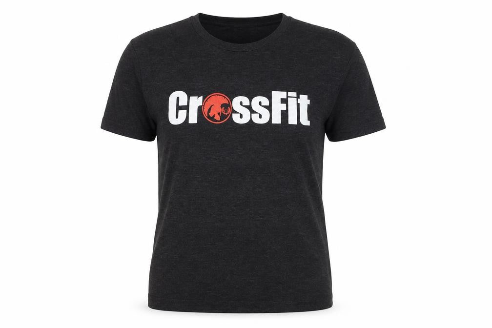 Front view of Bella + Canvas unisex grey crossfit t-shirt, s