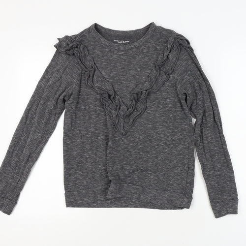 Marc New York Women's Grey Ruffle Knit Top - S