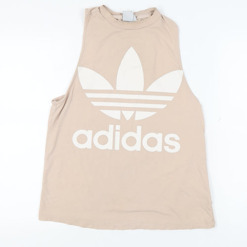 Adidas Women's Beige Tank Top Size 12 Casual Cotton Blend