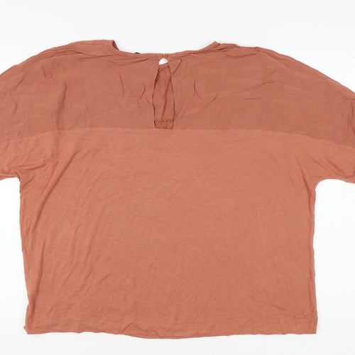 Next Women's Brown Beaded Short Sleeve Top Size 18
