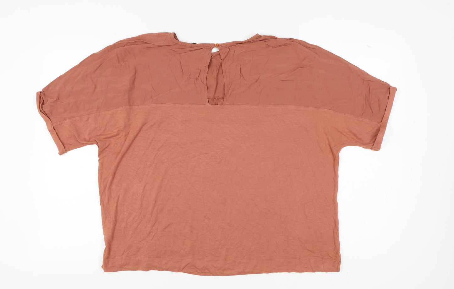 Next Women's Brown Beaded Short Sleeve Top Size 18