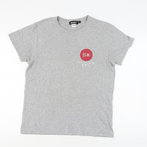 Shōk Men's Grey Anime Japan Graphic T-Shirt Medium