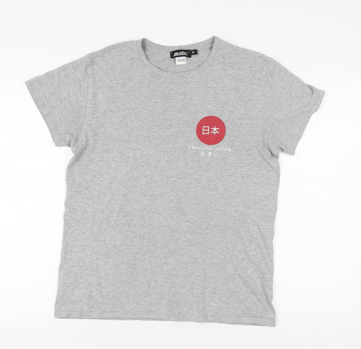 Shōk Men's Grey Anime Japan Graphic T-Shirt Medium