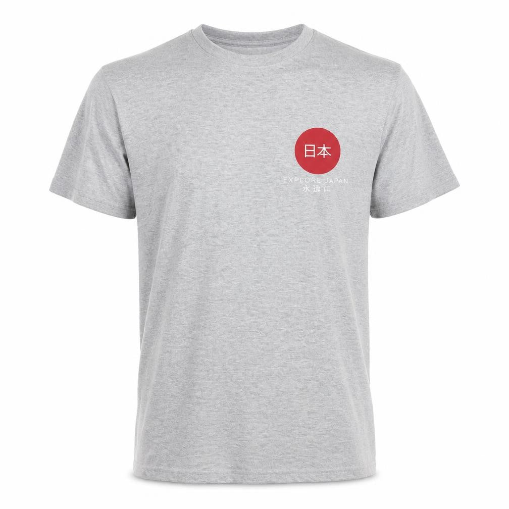 Front view of Shōk Men's Grey Anime Japan Graphic T-Shirt Medium
