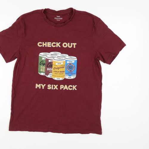Next Men's Red M Graphic T-Shirt - Check Out My Six Pack