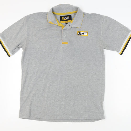 JCB Men's Grey Polo Shirt L Short Sleeve Casual Logo