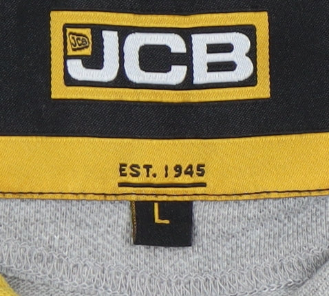 JCB Men's Grey Polo Shirt L Short Sleeve Casual Logo