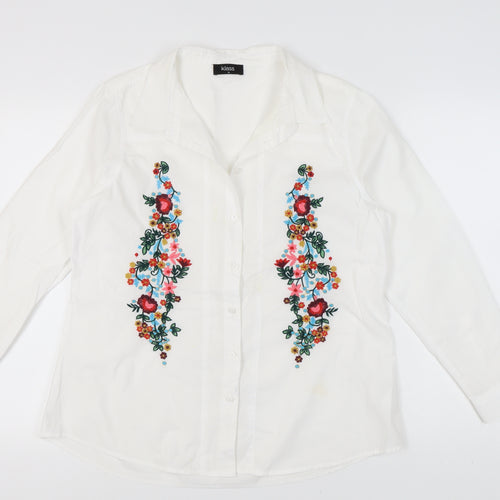 Klass Women's White Embroidered Button-Up Shirt