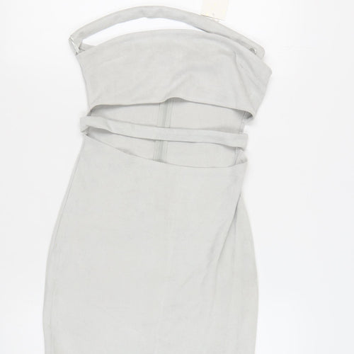 JCL Women's Grey Strapless Bodycon Party Dress M