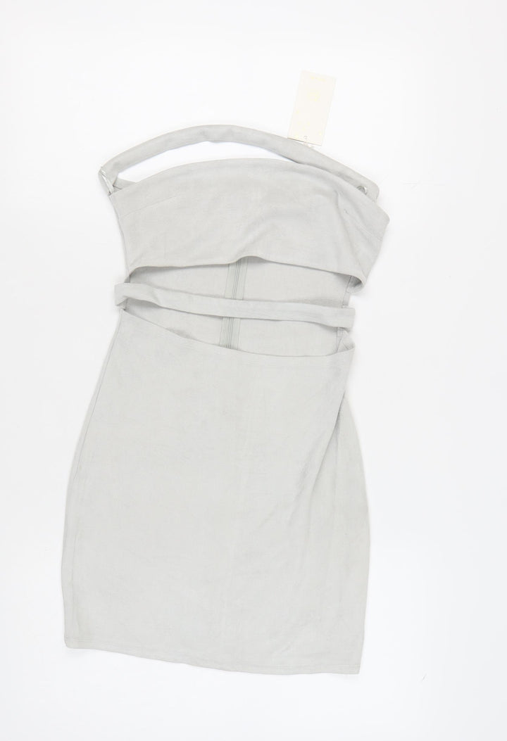 JCL Women's Grey Strapless Bodycon Party Dress M