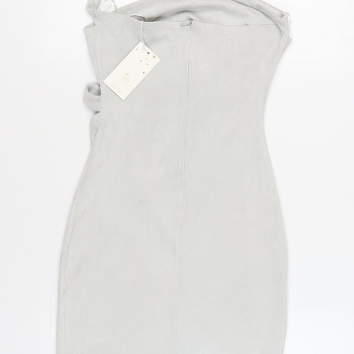 JCL Women's Grey Strapless Bodycon Party Dress M