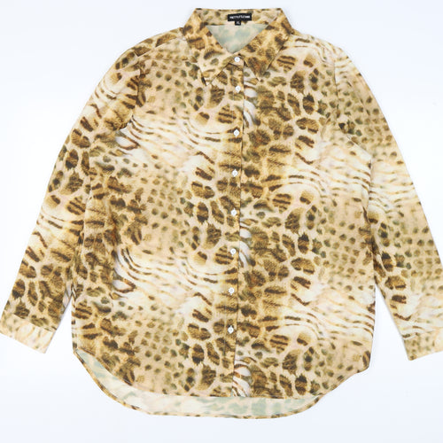 PrettyLittleThing Women's XL Animal Print Button-Up Shirt
