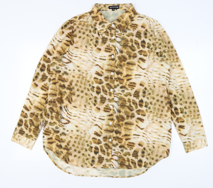 PrettyLittleThing Women's XL Animal Print Button-Up Shirt
