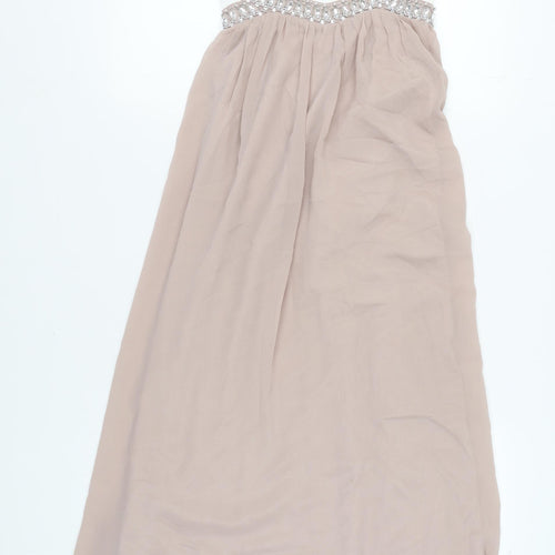 Quiz Women's Ivory Maxi Dress Size 6, Beaded Halter