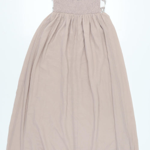 Quiz Women's Ivory Maxi Dress Size 6, Beaded Halter