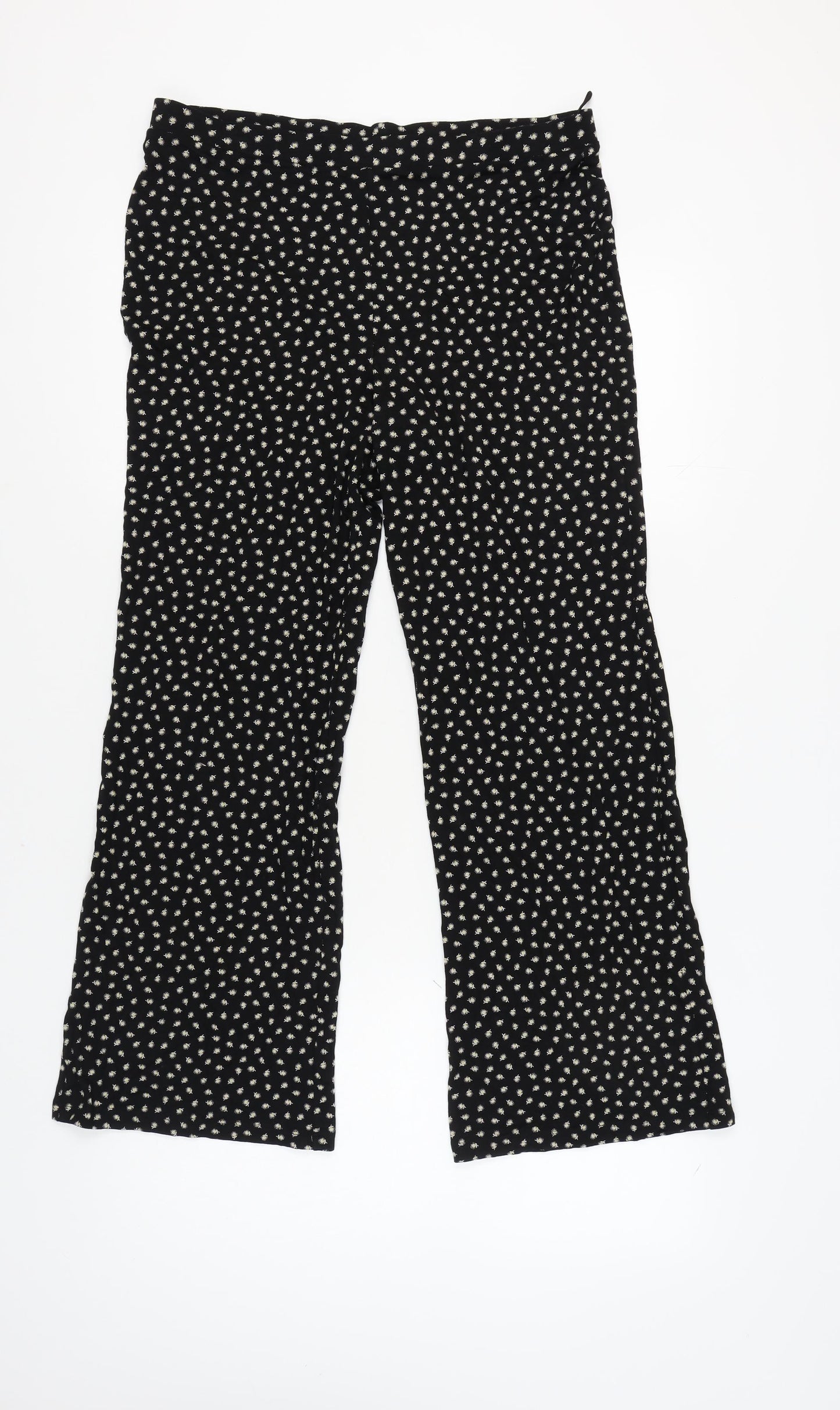 Marks and Spencer Women's Black Floral Trousers Size 16