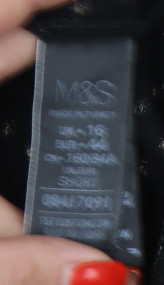 Marks and Spencer Women's Black Floral Trousers Size 16