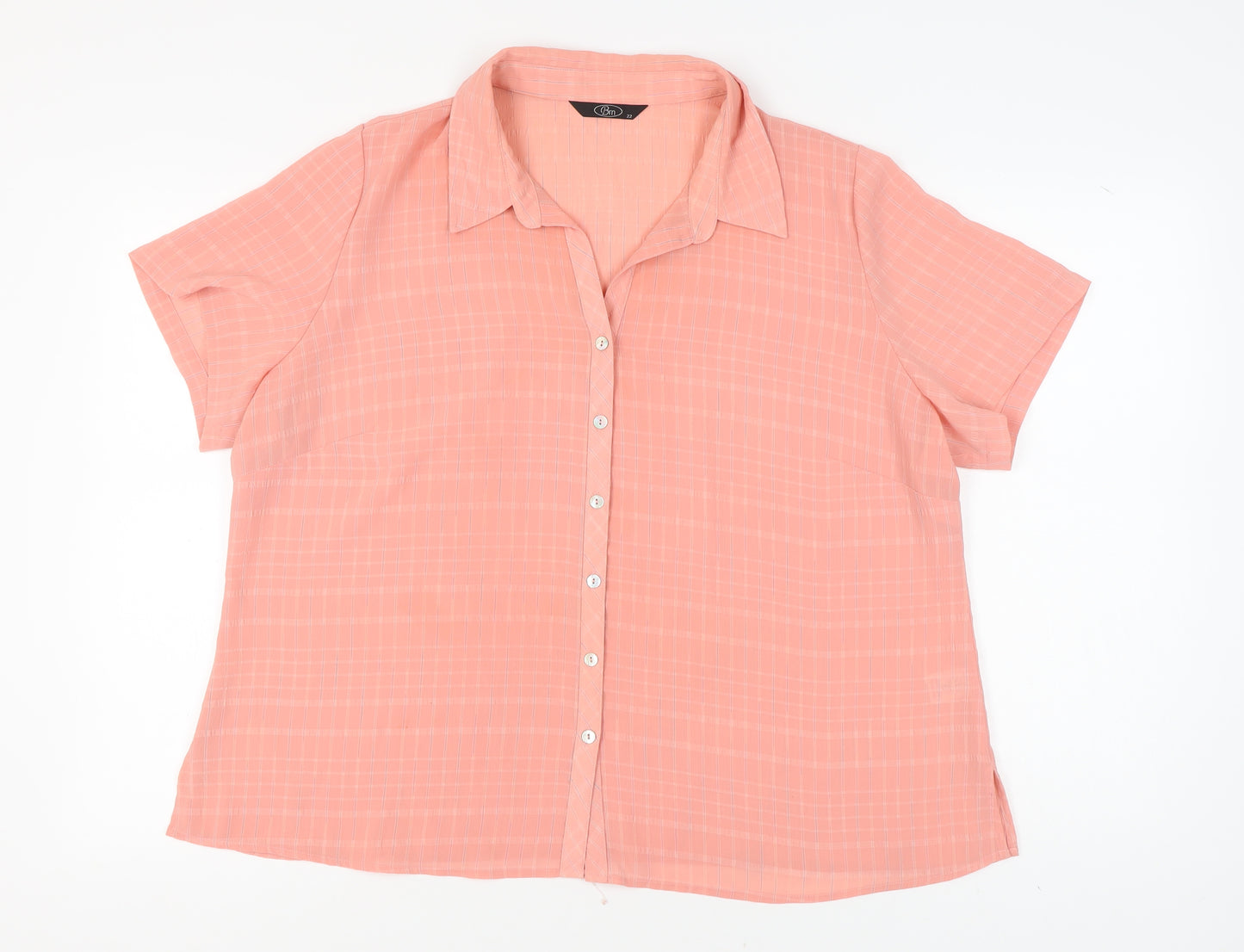 Bm Women's Pink Button-Up Shirt Size 22