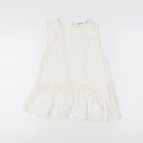 Jack Wills White Lace Accented Women's Blouse - UK 8