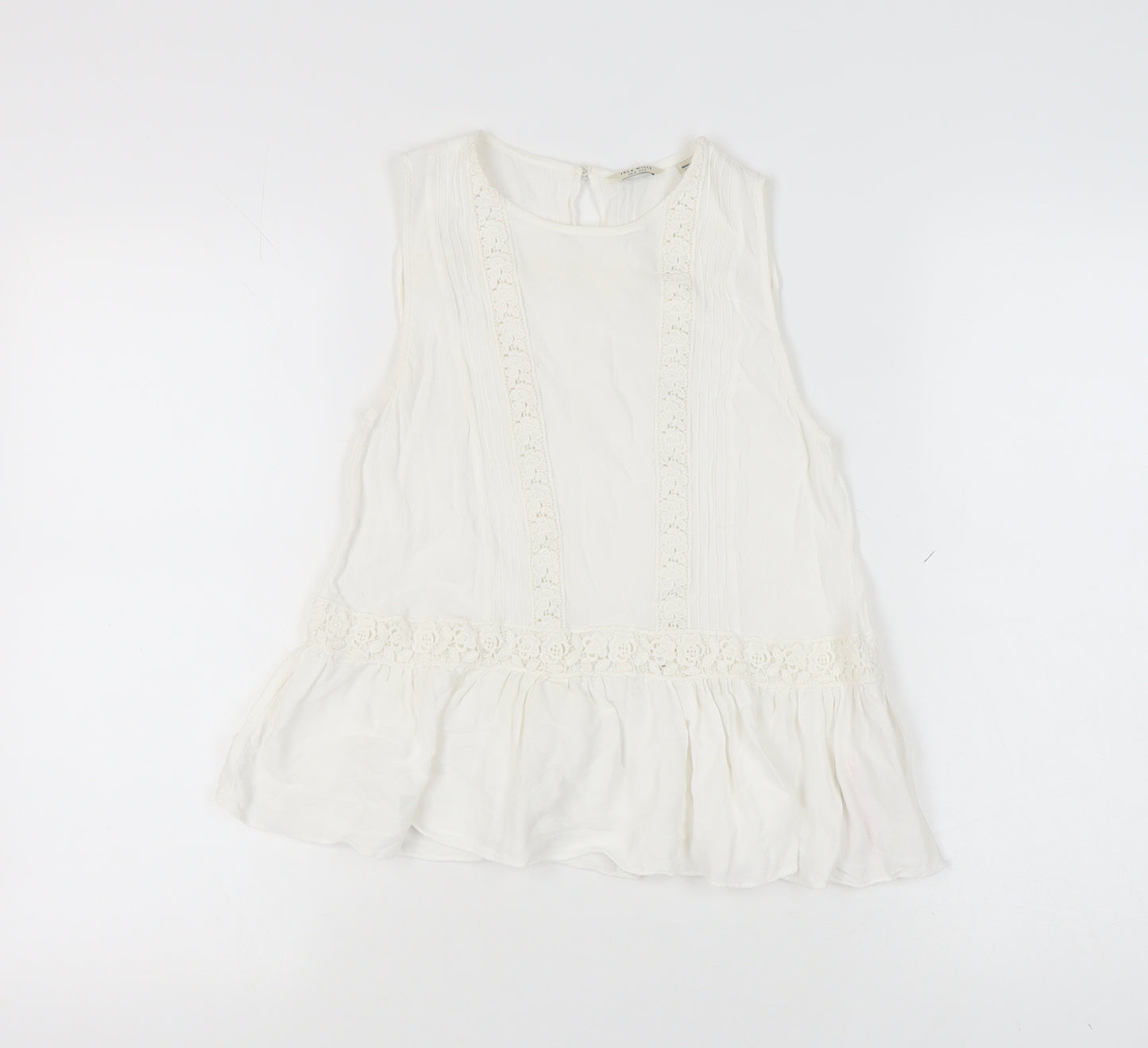 Jack Wills White Lace Accented Women's Blouse - UK 8