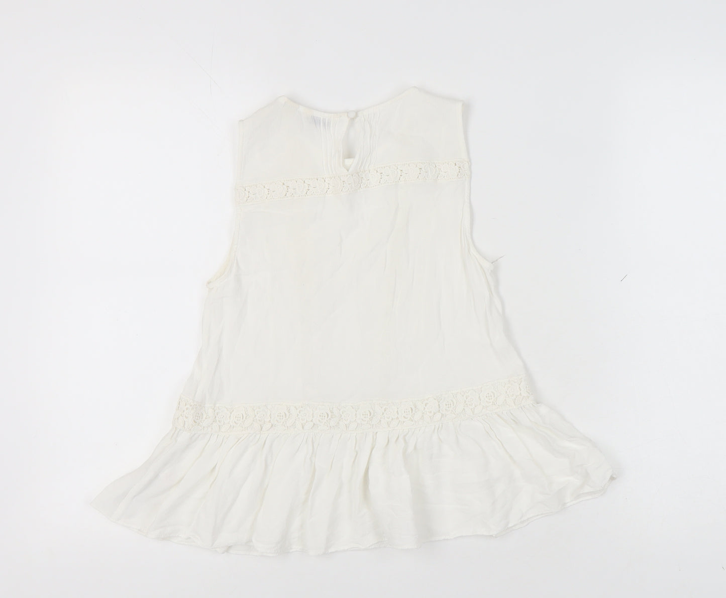 Jack Wills White Lace Accented Women's Blouse - UK 8