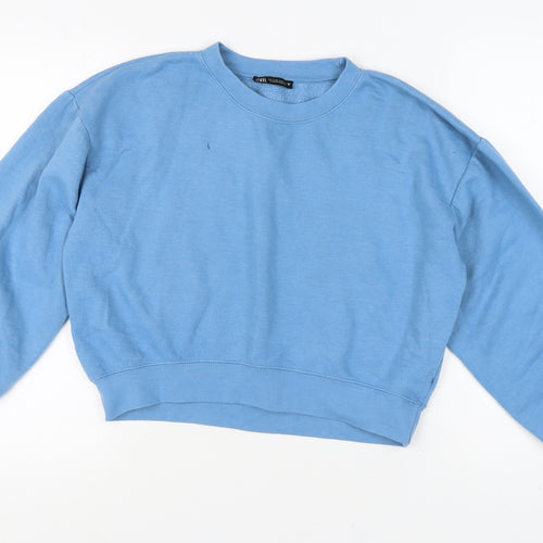 Zara Women's Blue Long Sleeve Pullover Sweatshirt S