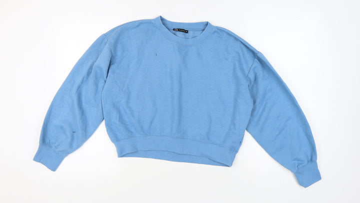 Zara Women's Blue Long Sleeve Pullover Sweatshirt S