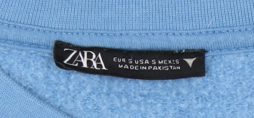 Zara Women's Blue Long Sleeve Pullover Sweatshirt S