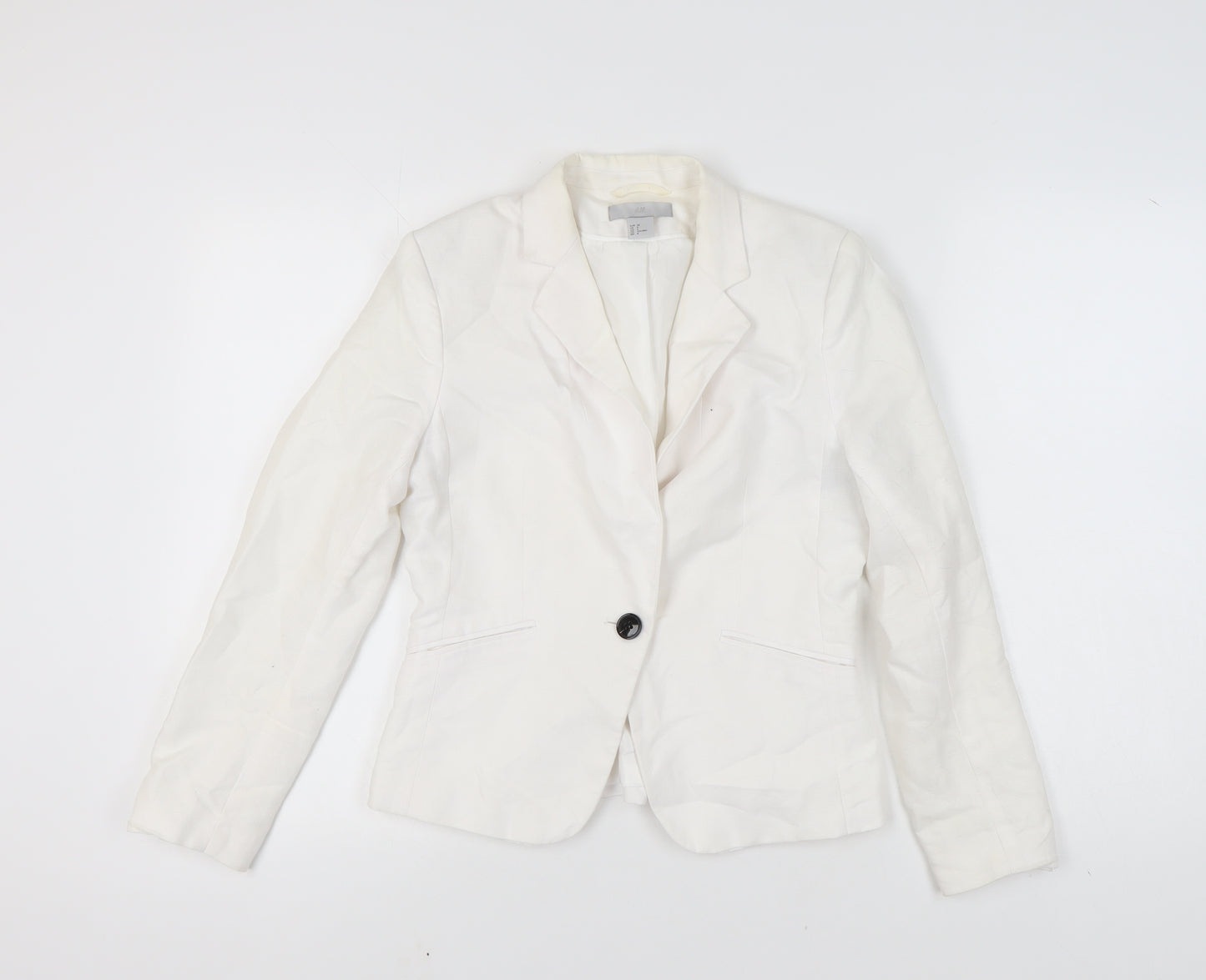 H&M Women's White Linen Blazer Size 10