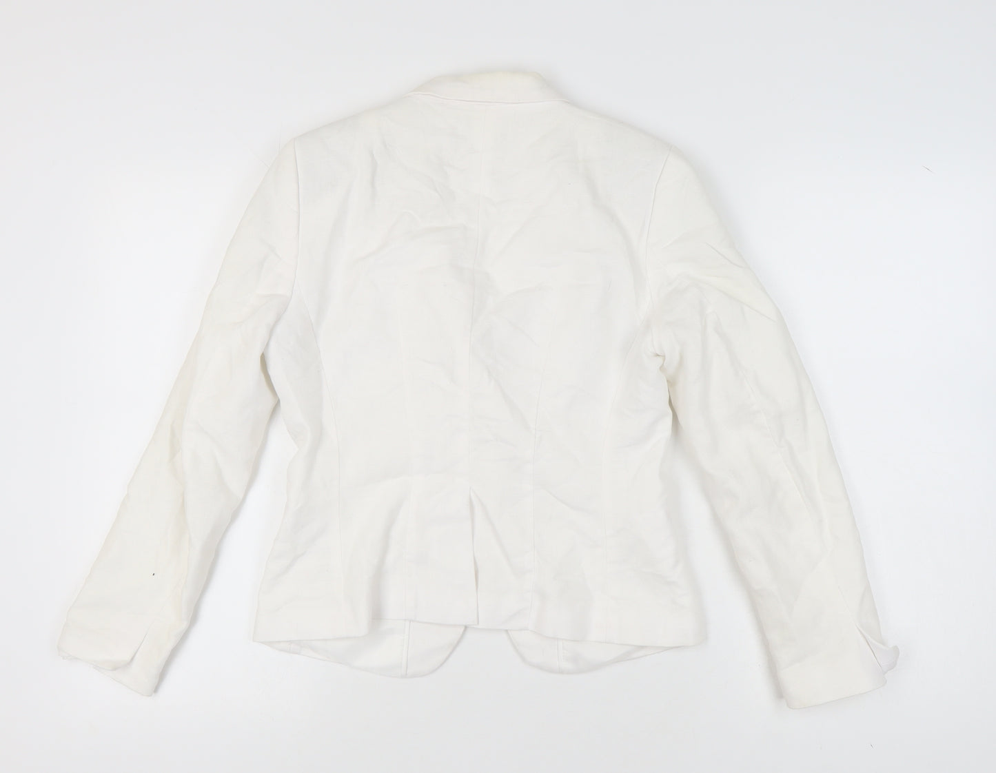 H&M Women's White Linen Blazer Size 10