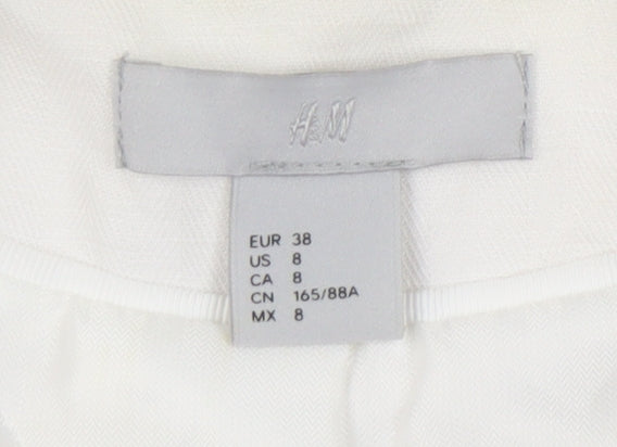 H&M Women's White Linen Blazer Size 10