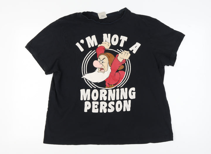 Disney Women's Black XL Dwarfs T-Shirt Pyjama Top