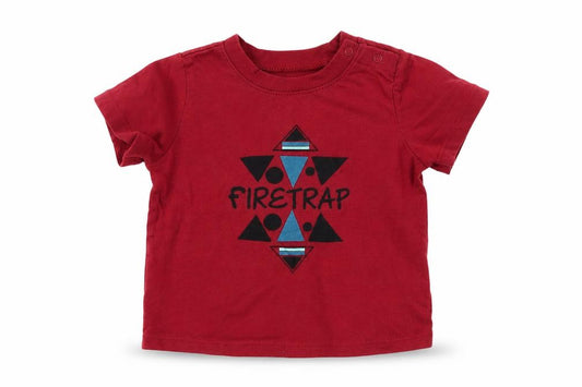 Front view of Firetrap unisex baby red t-shirt 6-9 months