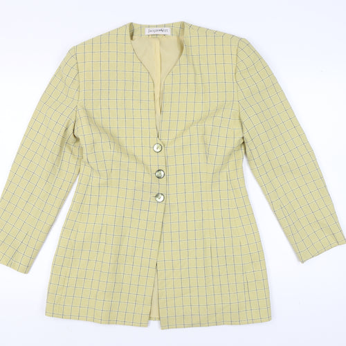 Jacques Vert Women's Yellow Blazer, Size 12, Check Pattern