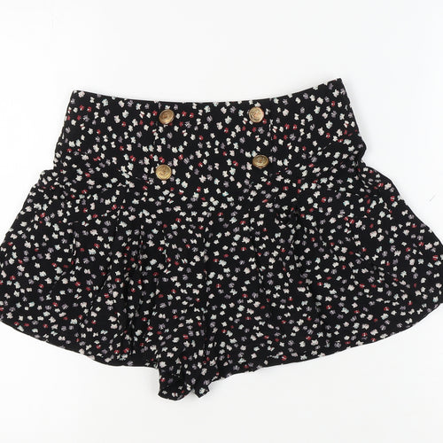 River Island Women's Black Floral Culotte Shorts Size 8