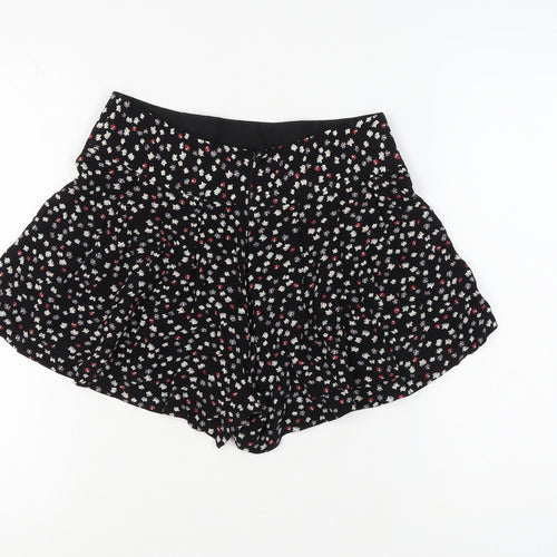 River Island Women's Black Floral Culotte Shorts Size 8