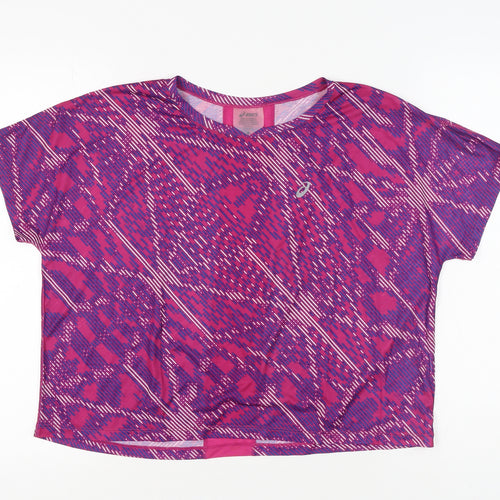 Asics Women's Pink Purple Reflective T-Shirt Size L