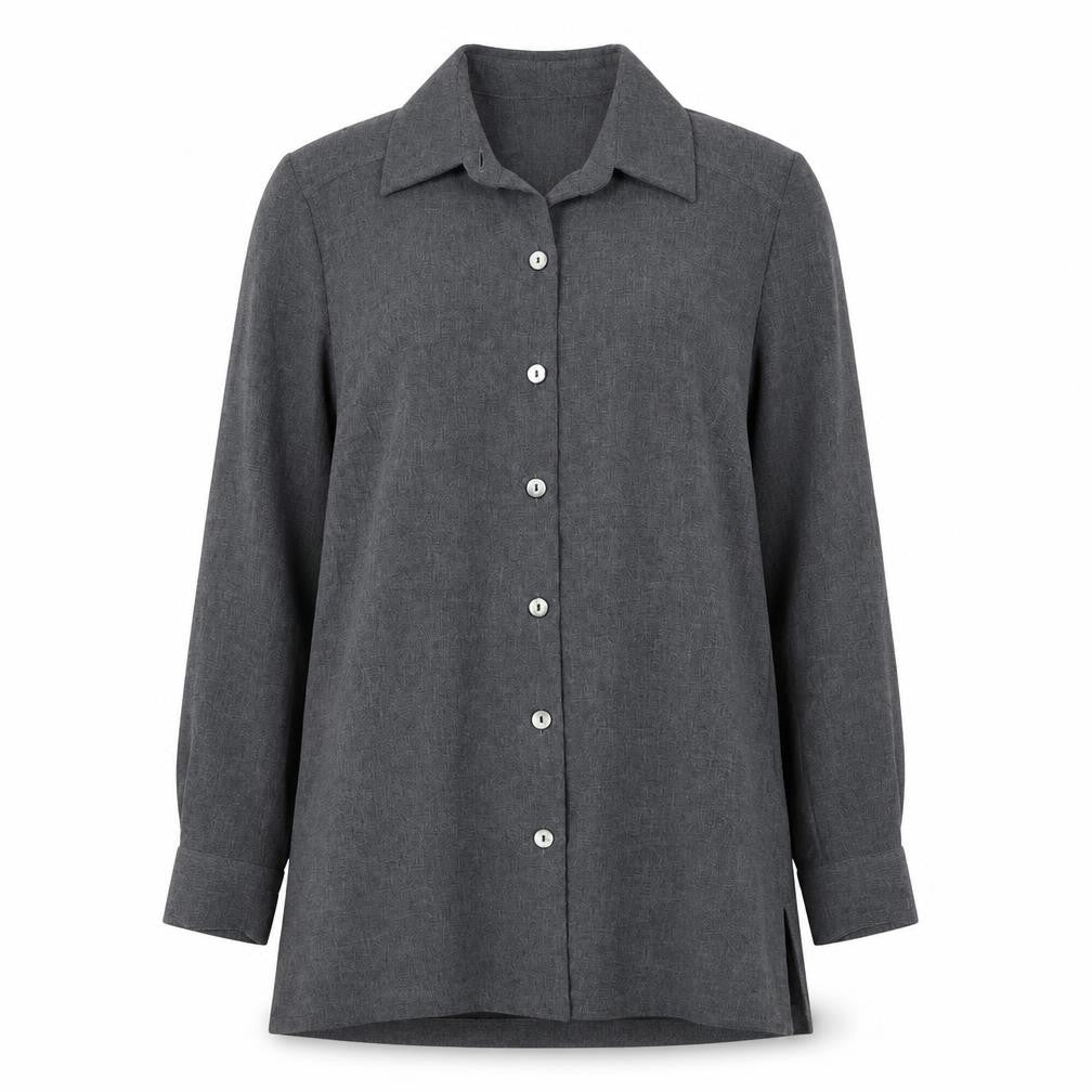 Front view of Eastex Women's Grey Button-Up Shirt -, size 10