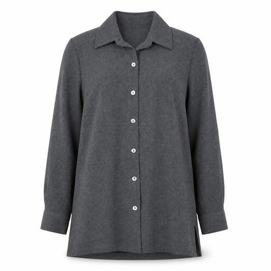 Front view of Eastex Women's Grey Button-Up Shirt -, size 10