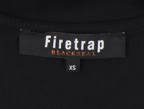 Firetrap Women's Black Bodysuit XS V-Neck Long Sleeve